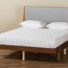 Baxton Studio Senna Mid-Century Modern Grey Fabric Upholstered and Walnut Brown Finished Wood King Size Platform Bed