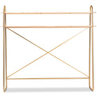 Baxton Studio Merida Glam and Luxe Brushed Gold Finished Metal and Natural Brown Finished Wood 2-Tier Over Bed Queen Size Storage Display Shelf
