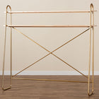 Baxton Studio Merida Glam and Luxe Brushed Gold Finished Metal and Natural Brown Finished Wood 2-Tier Over Bed Queen Size Storage Display Shelf