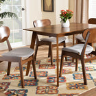 Baxton Studio Katya Mid-Century Modern Grey Fabric Upholstered and Walnut Brown Finished Wood 5-Piece Dining Set