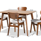Baxton Studio Katya Mid-Century Modern Grey Fabric Upholstered and Walnut Brown Finished Wood 5-Piece Dining Set