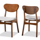 Baxton Studio Katya Mid-Century Modern Grey Fabric Upholstered and Walnut Brown Finished Wood 2-Piece Dining Chair Set