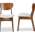Baxton Studio Katya Mid-Century Modern Grey Fabric Upholstered and Walnut Brown Finished Wood 2-Piece Dining Chair Set