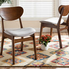 Baxton Studio Katya Mid-Century Modern Grey Fabric Upholstered and Walnut Brown Finished Wood 2-Piece Dining Chair Set