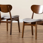 Baxton Studio Katya Mid-Century Modern Grey Fabric Upholstered and Walnut Brown Finished Wood 2-Piece Dining Chair Set