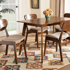 Baxton Studio Katya Mid-Century Modern Sand Fabric Upholstered and Walnut Brown Finished Wood 5-Piece Dining Set