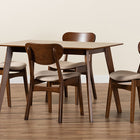 Baxton Studio Katya Mid-Century Modern Sand Fabric Upholstered and Walnut Brown Finished Wood 5-Piece Dining Set