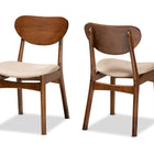 Baxton Studio Katya Mid-Century Modern Sand Fabric Upholstered and Walnut Brown Finished Wood 2-Piece Dining Chair Set