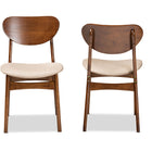 Baxton Studio Katya Mid-Century Modern Sand Fabric Upholstered and Walnut Brown Finished Wood 2-Piece Dining Chair Set