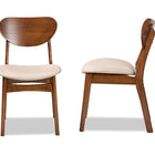 Baxton Studio Katya Mid-Century Modern Sand Fabric Upholstered and Walnut Brown Finished Wood 2-Piece Dining Chair Set