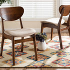 Baxton Studio Katya Mid-Century Modern Sand Fabric Upholstered and Walnut Brown Finished Wood 2-Piece Dining Chair Set