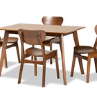 Baxton Studio Katya Mid-Century Modern Walnut Brown Finished Wood 5-Piece Dining Set