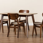 Baxton Studio Katya Mid-Century Modern Walnut Brown Finished Wood 5-Piece Dining Set