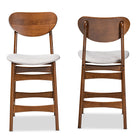 Baxton Studio Katya Mid-Century Modern Grey Fabric Upholstered and Walnut Brown Finished Wood 2-Piece Counter Stool Set
