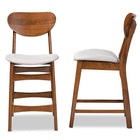 Baxton Studio Katya Mid-Century Modern Grey Fabric Upholstered and Walnut Brown Finished Wood 2-Piece Counter Stool Set