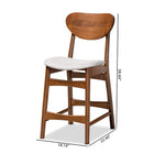 Baxton Studio Katya Mid-Century Modern Grey Fabric Upholstered and Walnut Brown Finished Wood 2-Piece Counter Stool Set