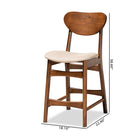 Baxton Studio Katya Mid-Century Modern Sand Fabric Upholstered and Walnut Brown Finished Wood 2-Piece Counter Stool Set