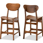 Baxton Studio Katya Mid-Century Modern Walnut Brown Finished Wood 2-Piece Counter Stool Set