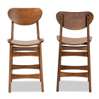 Baxton Studio Katya Mid-Century Modern Walnut Brown Finished Wood 2-Piece Counter Stool Set