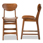 Baxton Studio Katya Mid-Century Modern Walnut Brown Finished Wood 2-Piece Counter Stool Set