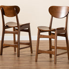 Baxton Studio Katya Mid-Century Modern Walnut Brown Finished Wood 2-Piece Counter Stool Set