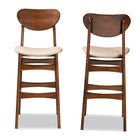 Baxton Studio Katya Mid-Century Modern Sand Fabric Upholstered and Walnut Brown Finished Wood 2-Piece Bar Stool Set