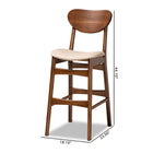 Baxton Studio Katya Mid-Century Modern Sand Fabric Upholstered and Walnut Brown Finished Wood 2-Piece Bar Stool Set