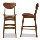 Baxton Studio Katya Mid-Century Modern Walnut Brown Finished Wood 2-Piece Bar Stool Set