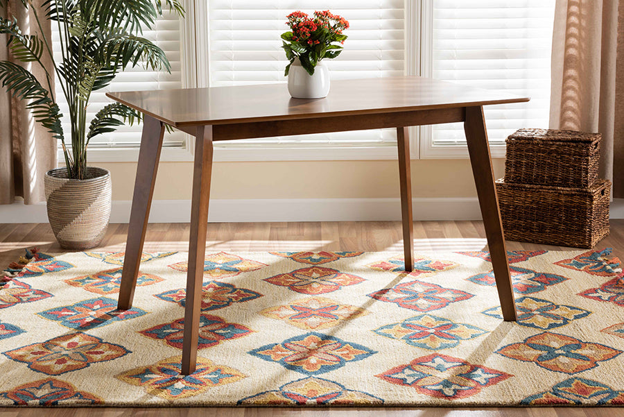 Baxton Studio Maila Mid-Century Modern Transitional Walnut Brown Finished Wood Dining Table 