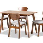 Baxton Studio Damara Mid-Century Modern Grey Fabric Upholstered and Walnut Brown Finished Wood 5-Piece Dining Set