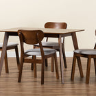 Baxton Studio Damara Mid-Century Modern Grey Fabric Upholstered and Walnut Brown Finished Wood 5-Piece Dining Set