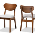 Baxton Studio Damara Mid-Century Modern Grey Fabric Upholstered and Walnut Brown Finished Wood 2-Piece Dining Chair Set