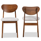 Baxton Studio Damara Mid-Century Modern Grey Fabric Upholstered and Walnut Brown Finished Wood 2-Piece Dining Chair Set