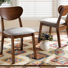 Baxton Studio Damara Mid-Century Modern Grey Fabric Upholstered and Walnut Brown Finished Wood 2-Piece Dining Chair Set