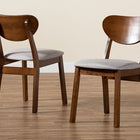 Baxton Studio Damara Mid-Century Modern Grey Fabric Upholstered and Walnut Brown Finished Wood 2-Piece Dining Chair Set