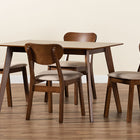 Baxton Studio Damara Mid-Century Modern Sand Fabric Upholstered and Walnut Brown Finished Wood 5-Piece Dining Set