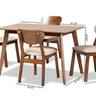Baxton Studio Damara Mid-Century Modern Sand Fabric Upholstered and Walnut Brown Finished Wood 5-Piece Dining Set