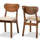Baxton Studio Damara Mid-Century Modern Sand Fabric Upholstered and Walnut Brown Finished Wood 2-Piece Dining Chair Set