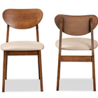Baxton Studio Damara Mid-Century Modern Sand Fabric Upholstered and Walnut Brown Finished Wood 2-Piece Dining Chair Set