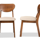 Baxton Studio Damara Mid-Century Modern Sand Fabric Upholstered and Walnut Brown Finished Wood 2-Piece Dining Chair Set