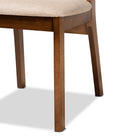 Baxton Studio Damara Mid-Century Modern Sand Fabric Upholstered and Walnut Brown Finished Wood 2-Piece Dining Chair Set