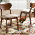 Baxton Studio Damara Mid-Century Modern Sand Fabric Upholstered and Walnut Brown Finished Wood 2-Piece Dining Chair Set