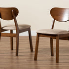 Baxton Studio Damara Mid-Century Modern Sand Fabric Upholstered and Walnut Brown Finished Wood 2-Piece Dining Chair Set