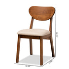 Baxton Studio Damara Mid-Century Modern Sand Fabric Upholstered and Walnut Brown Finished Wood 2-Piece Dining Chair Set