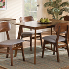 Baxton Studio Euclid Mid-Century Modern Grey Fabric Upholstered and Walnut Brown Finished Wood 5-Piece Dining Set