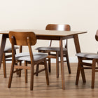 Baxton Studio Euclid Mid-Century Modern Grey Fabric Upholstered and Walnut Brown Finished Wood 5-Piece Dining Set