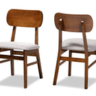 Baxton Studio Euclid Mid-Century Modern Grey Fabric Upholstered and Walnut Brown Finished Wood 2-Piece Dining Chair Set