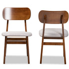 Baxton Studio Euclid Mid-Century Modern Grey Fabric Upholstered and Walnut Brown Finished Wood 2-Piece Dining Chair Set