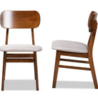 Baxton Studio Euclid Mid-Century Modern Grey Fabric Upholstered and Walnut Brown Finished Wood 2-Piece Dining Chair Set