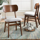 Baxton Studio Euclid Mid-Century Modern Grey Fabric Upholstered and Walnut Brown Finished Wood 2-Piece Dining Chair Set